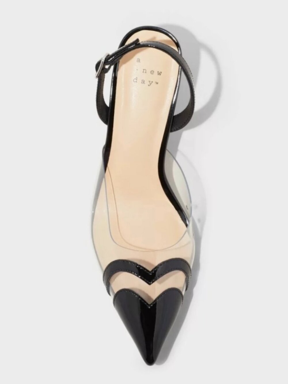 Women's Eleanor Heart Slingback Heels - A New Day - Black Valentines Day Formal